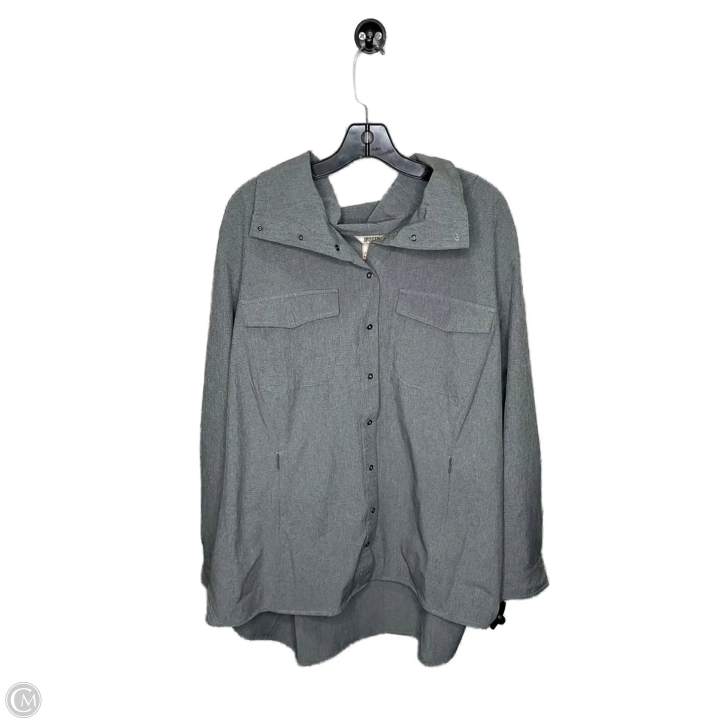 Athletic Top Long Sleeve Collar By Duluth Trading In Grey, Size: 2x