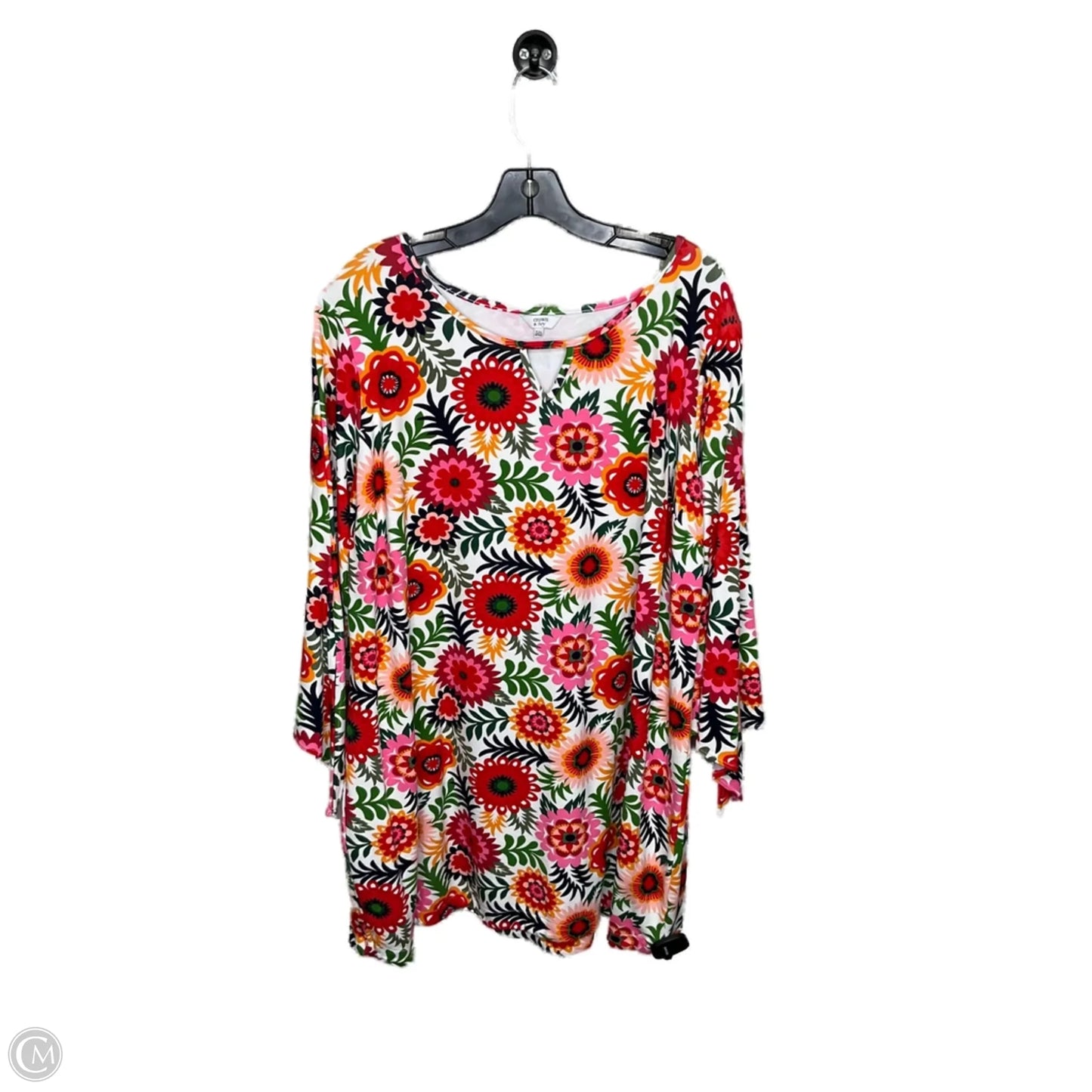 Top Long Sleeve By Crown And Ivy In Floral Print, Size: 2x