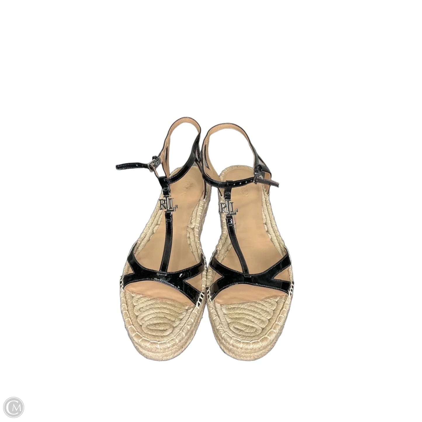 Sandals Heels Platform By Lauren By Ralph Lauren In Black & Tan, Size: 9
