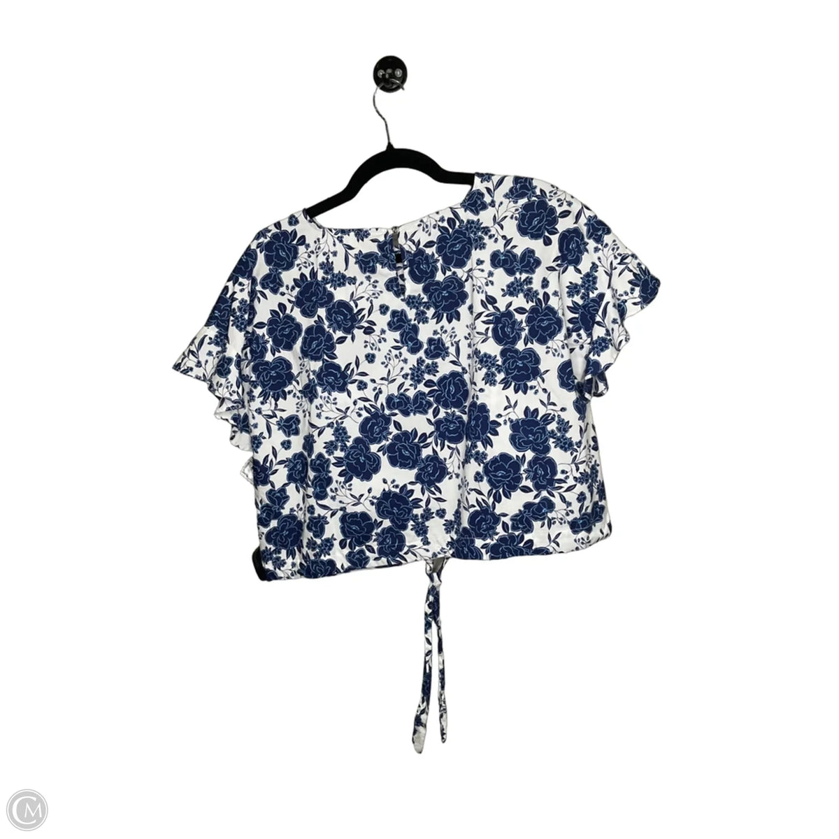 Top Short Sleeve By Talbots In Blue & White, Size: Mp