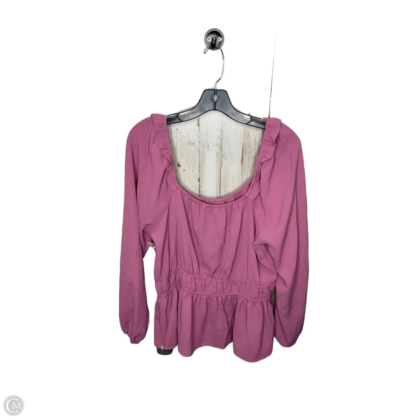 Blouse Long Sleeve By Nine West In Pink, Size: L