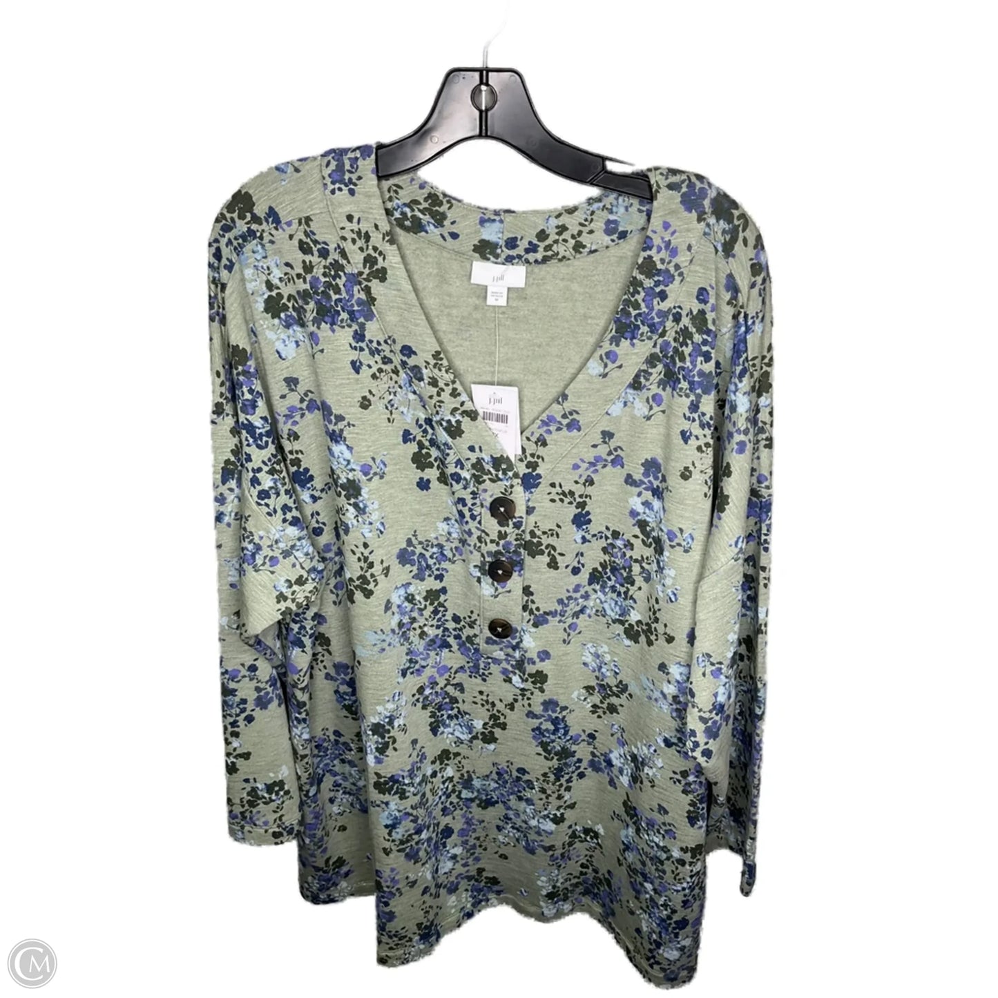 Top 3/4 Sleeve By J. Jill In Blue & Green, Size: 3x