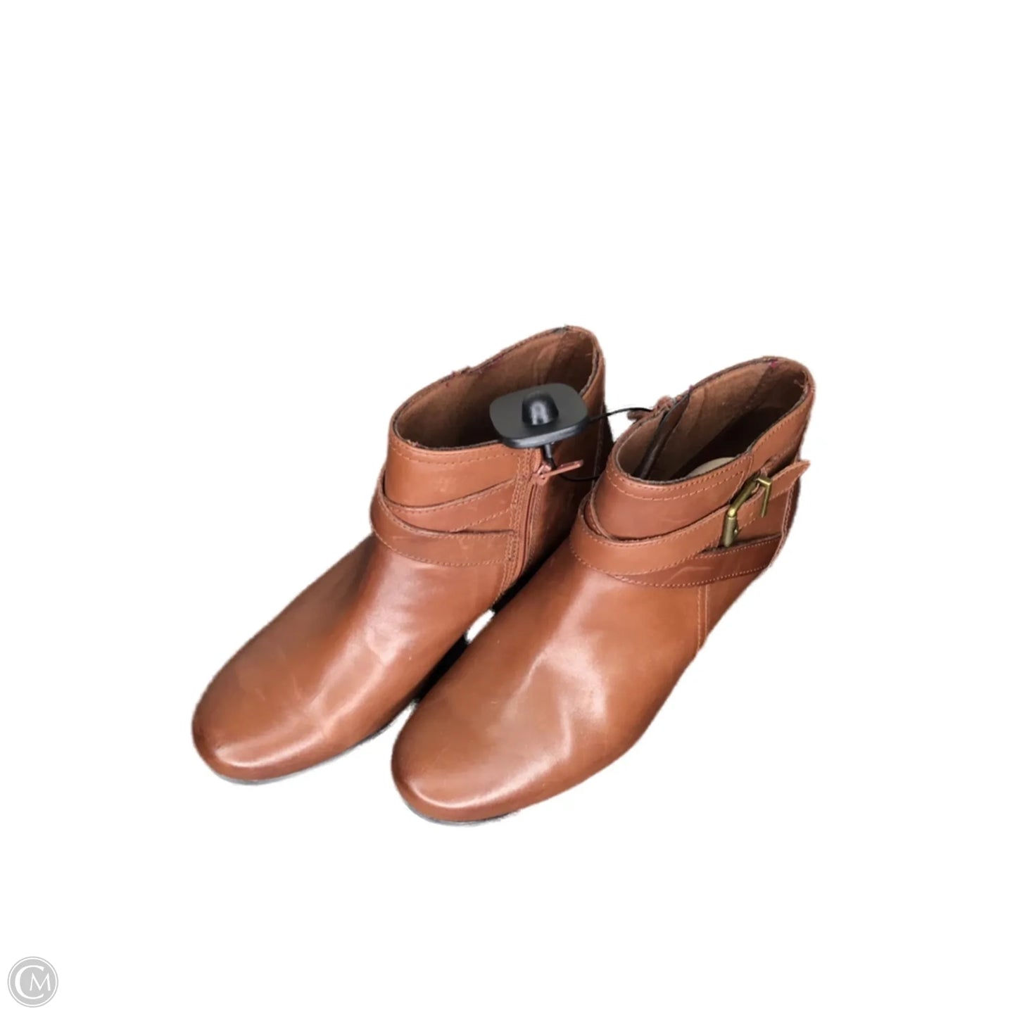 Boots Ankle Heels By Clarks In Brown, Size: 8