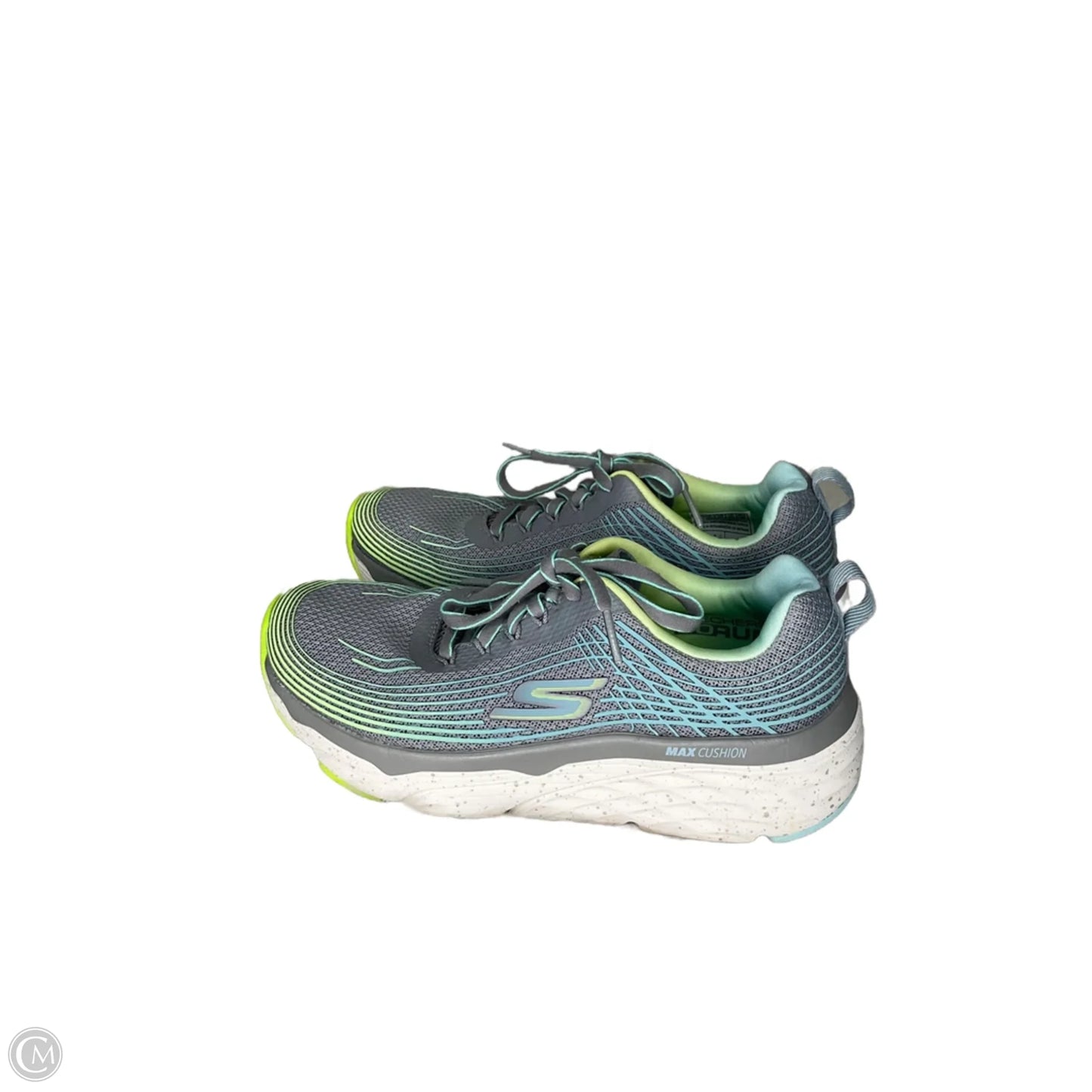 Shoes Athletic By Skechers In Green & Grey, Size: 7