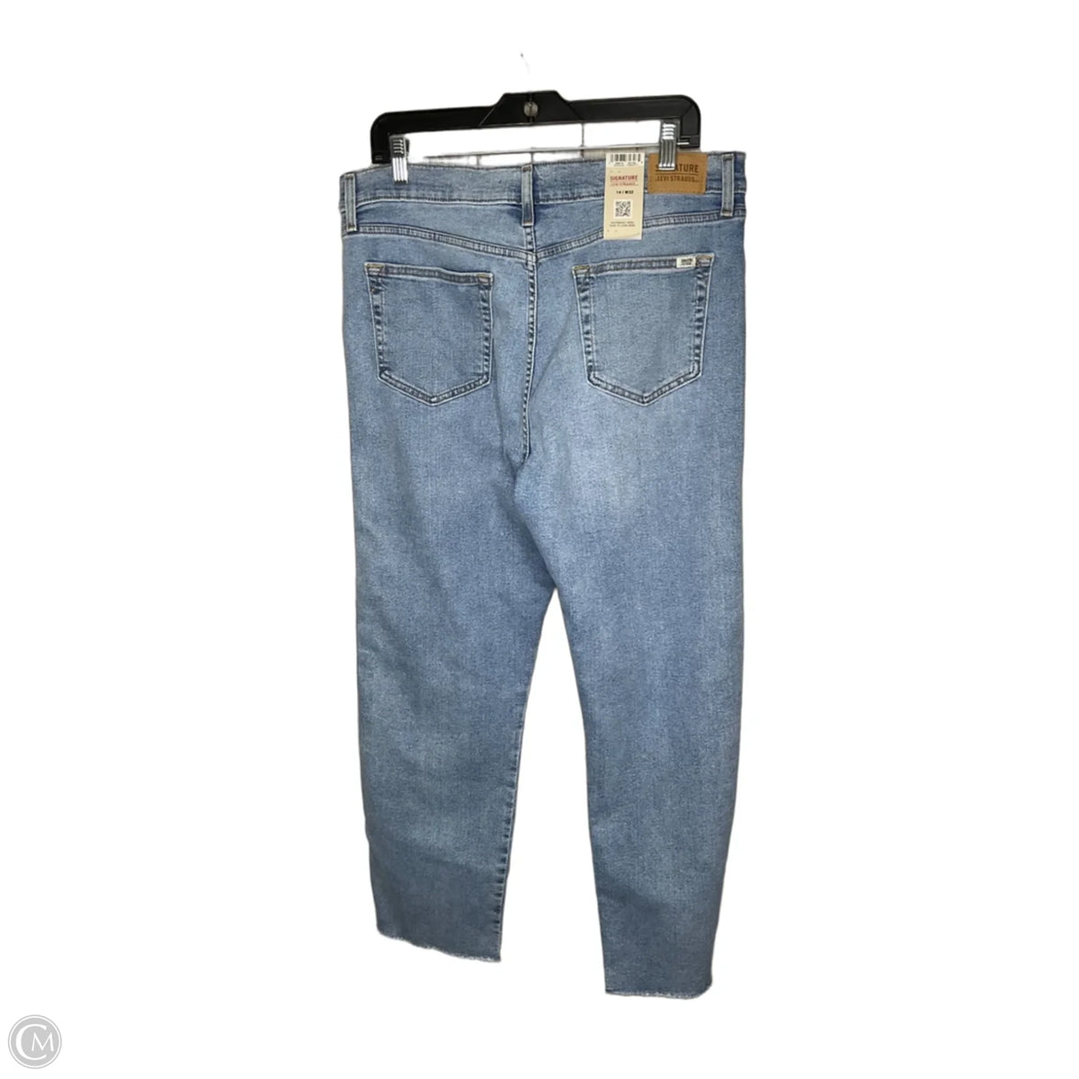 Jeans Straight By Levis Signature In Blue Denim, Size: 14