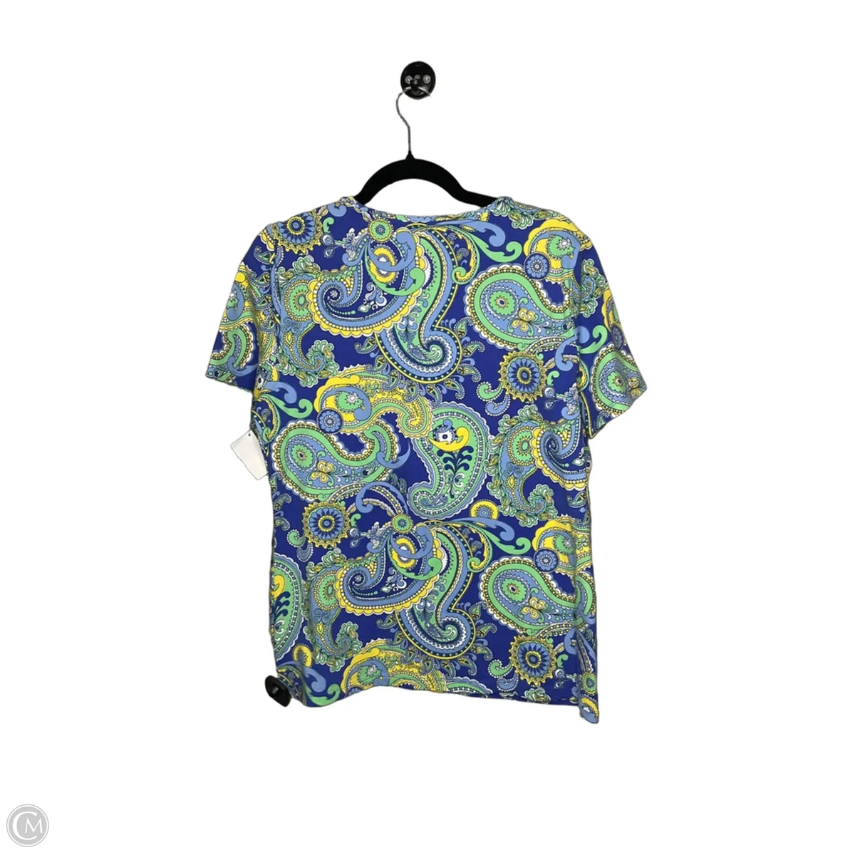 Top Short Sleeve By Talbots In Blue & Yellow, Size: L