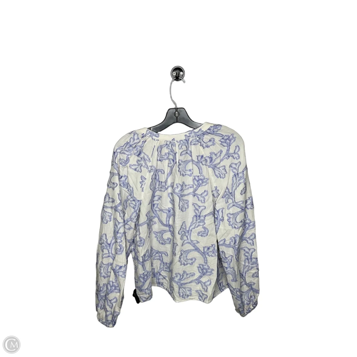 Top Long Sleeve By Loft In Blue & White, Size: M