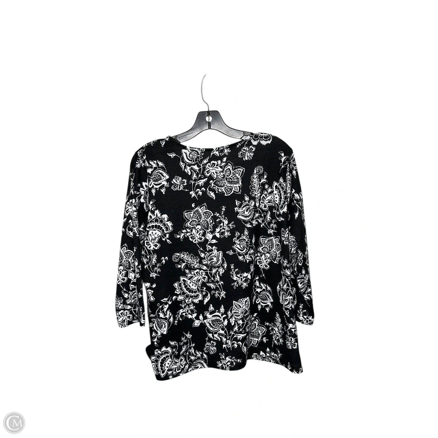 Top Long Sleeve By Croft And Barrow In Black & White, Size: Xlp