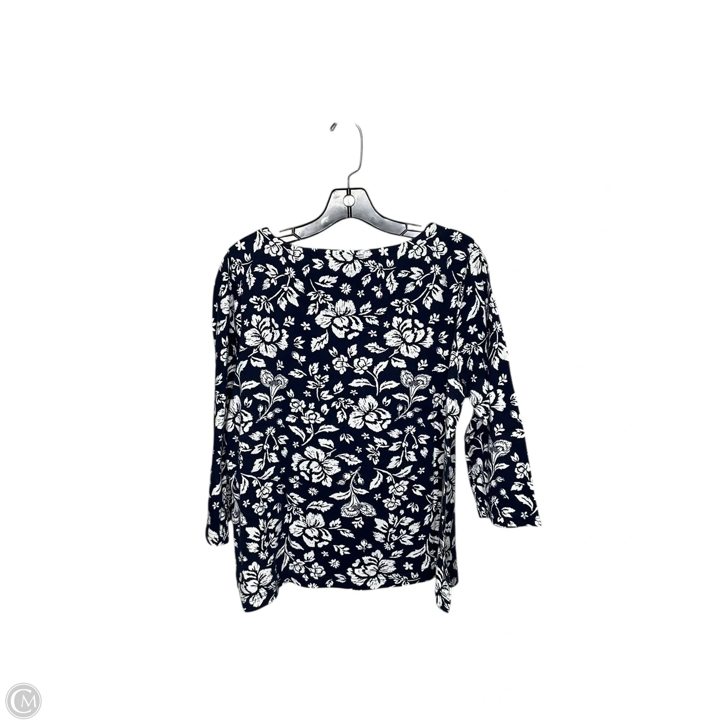 Top Long Sleeve By Croft And Barrow In Blue & White, Size: Lp