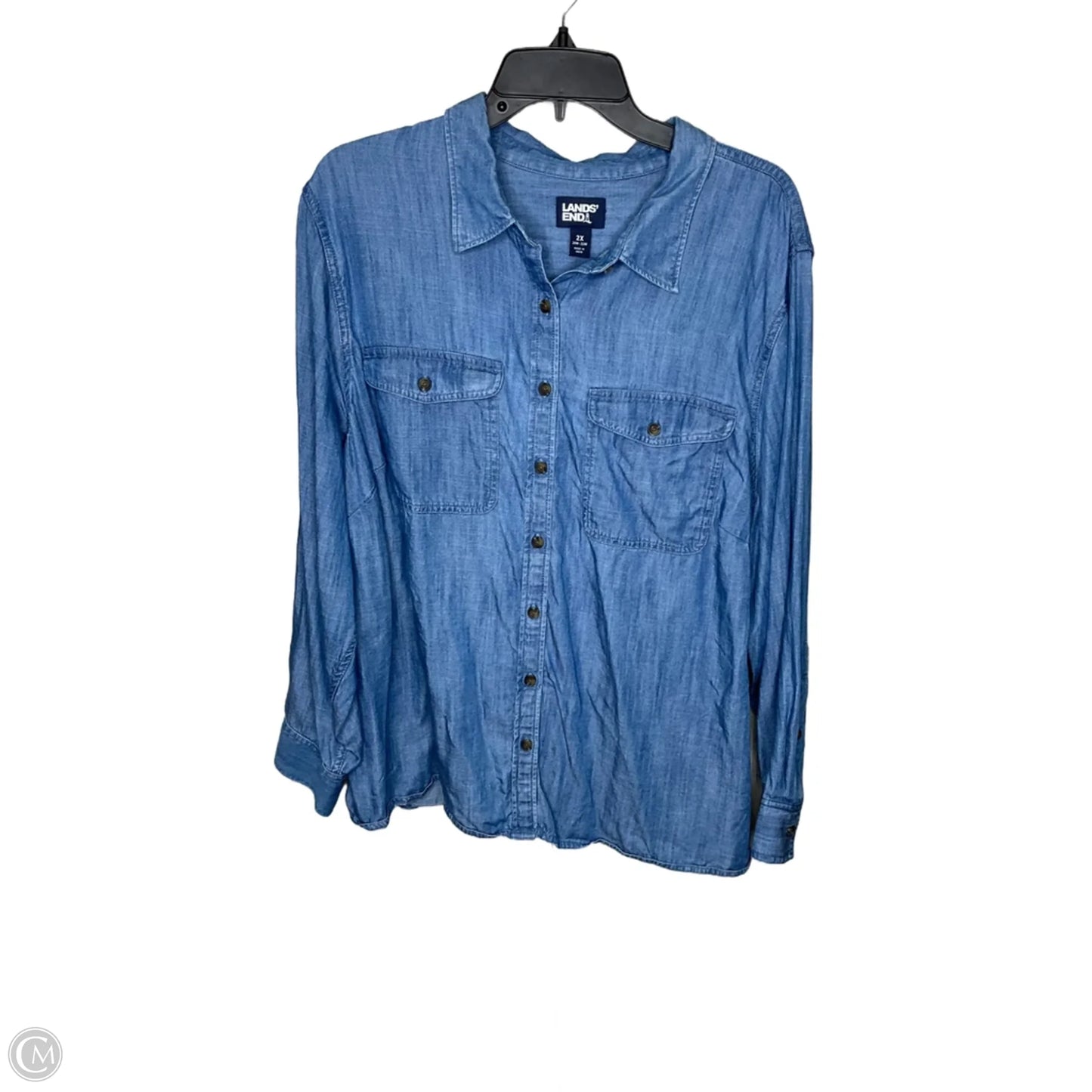 Top Long Sleeve By Lands End In Blue, Size: 3x