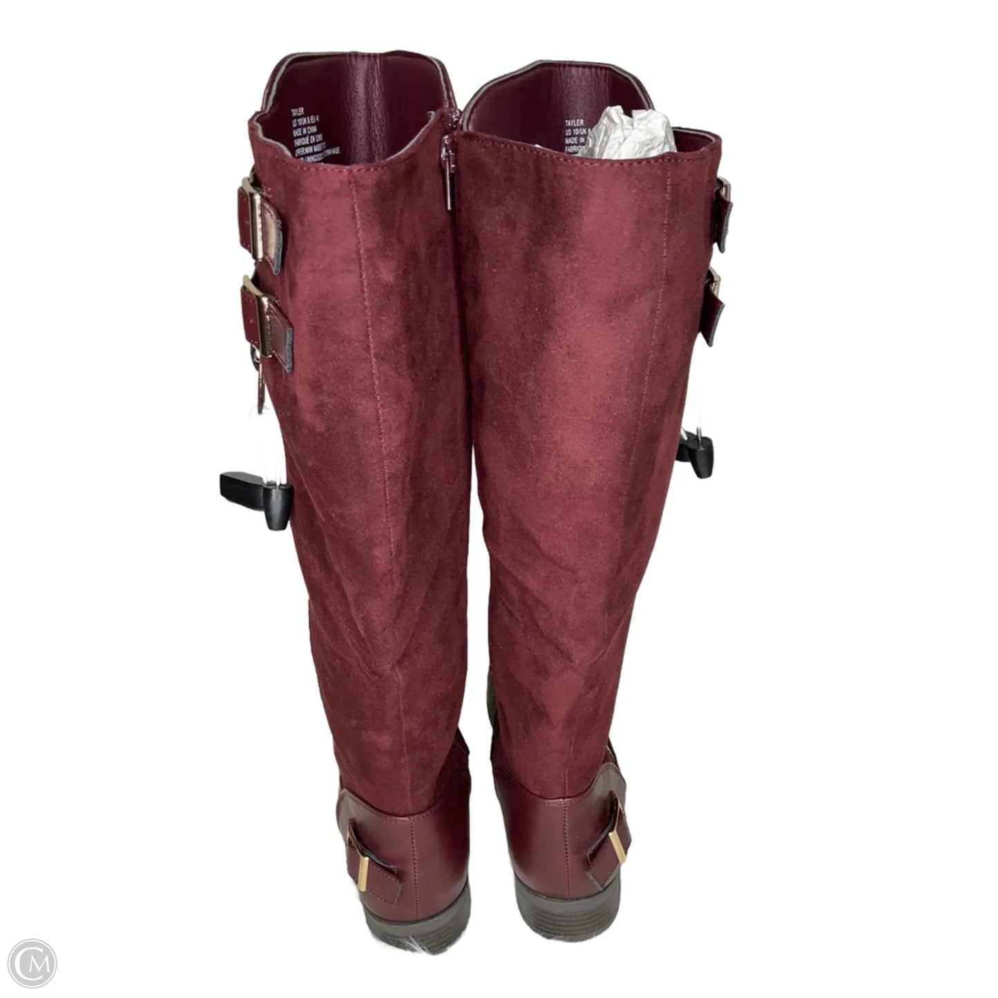 Boots Knee Flats By Justfab In Maroon, Size: 10