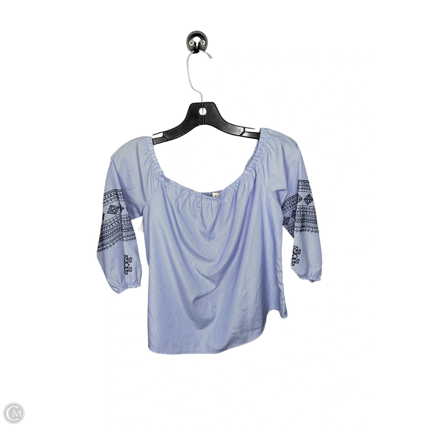Top 3/4 Sleeve By Sweet Wanderer In Blue & White, Size: S