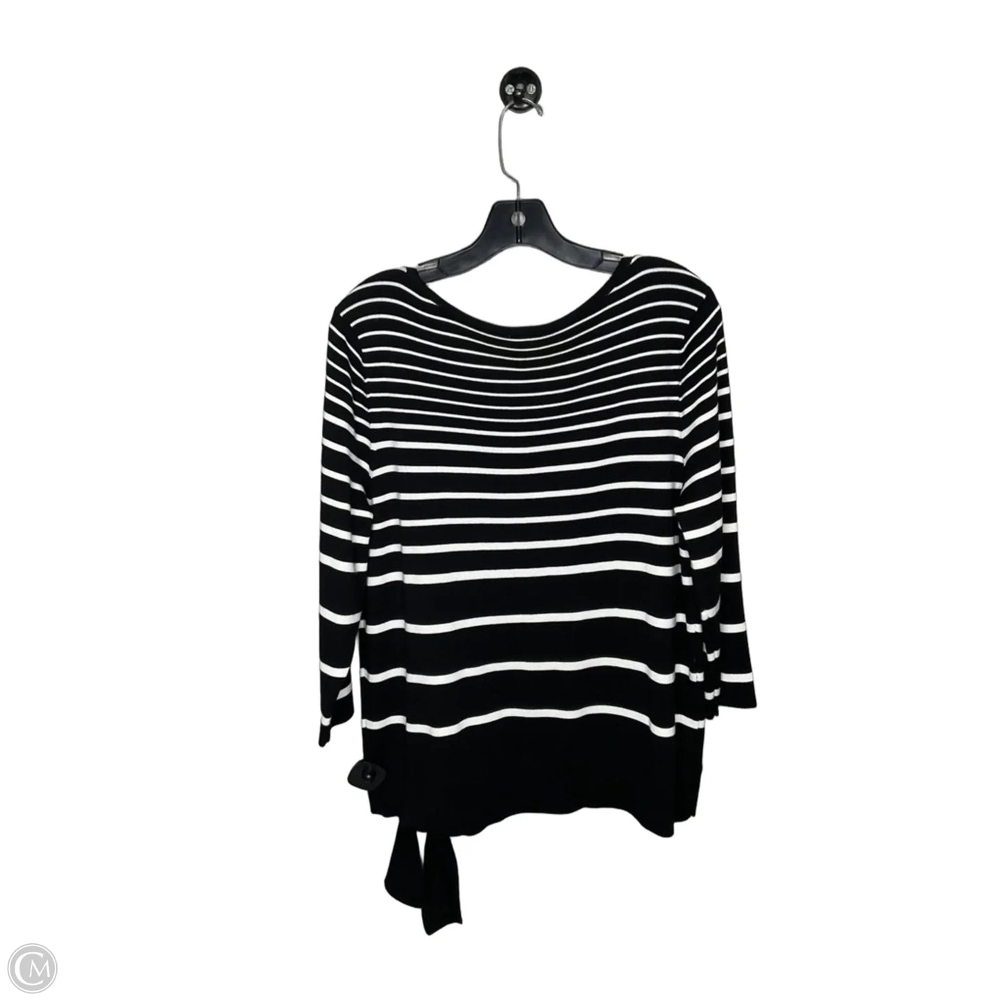 Top 3/4 Sleeve By Chicos In Black & White, Size: Xl