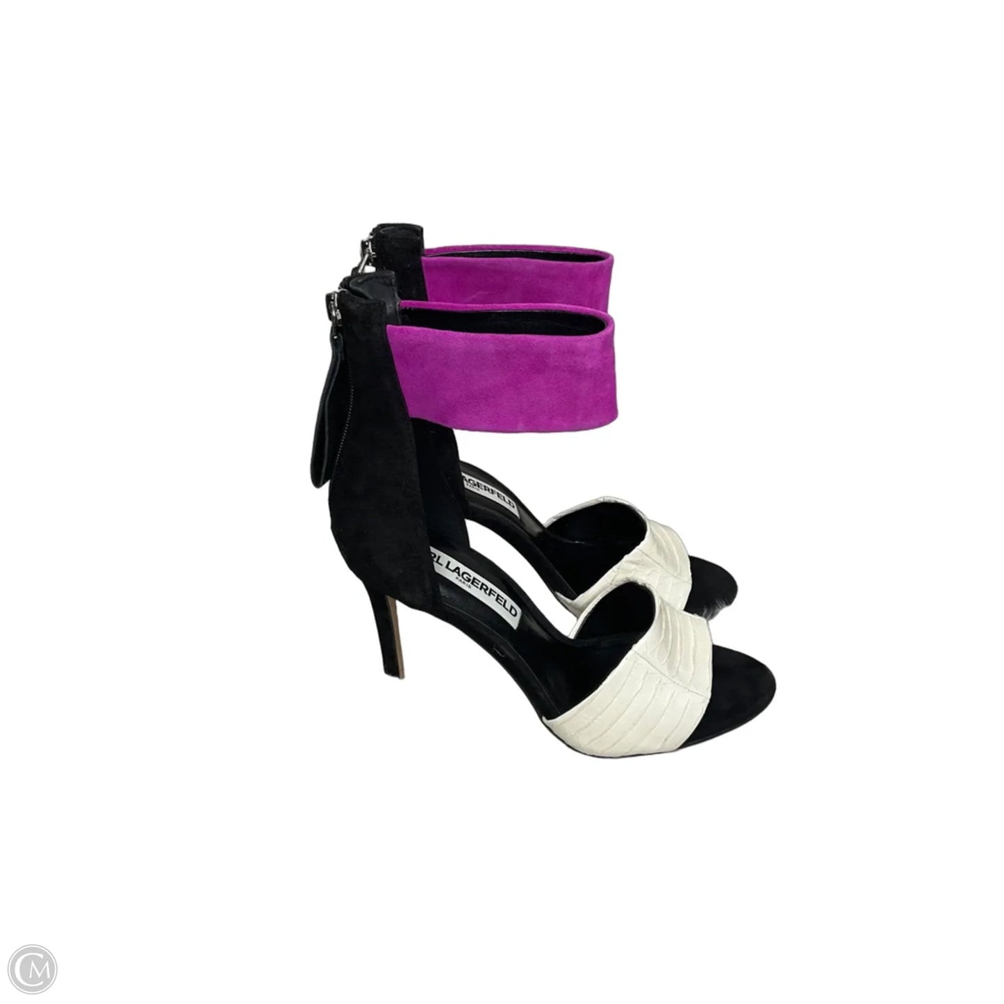 Shoes Designer By Karl Lagerfeld In Purple & White, Size: 8