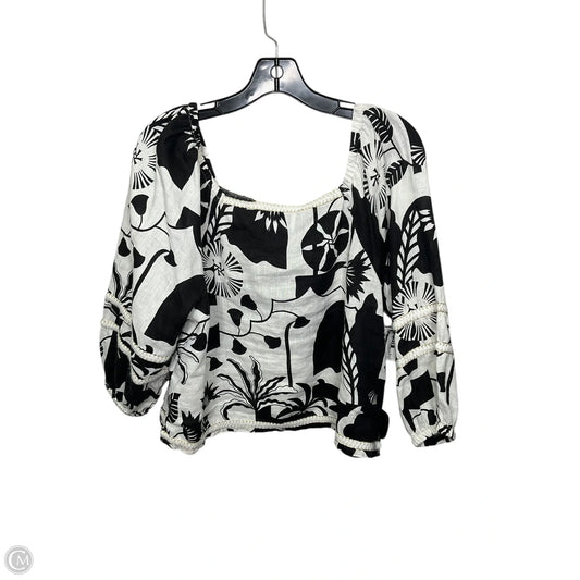 Top Short Sleeve By Nicole Miller In Black & White, Size: M