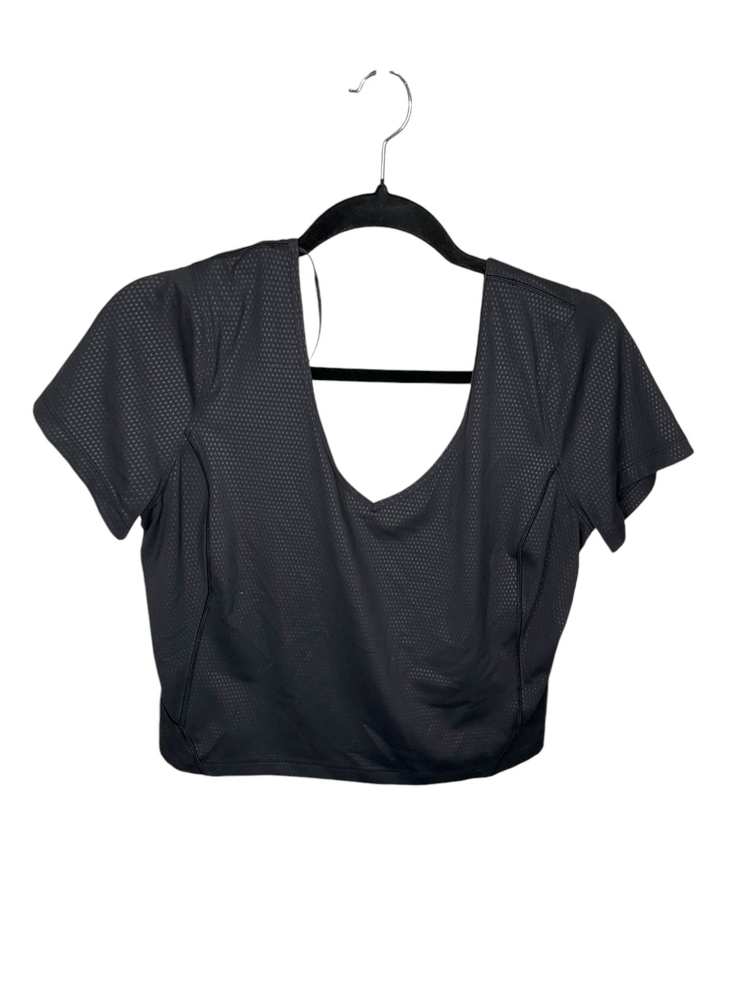 Athletic Top Short Sleeve By Lululemon In Black, Size: 12