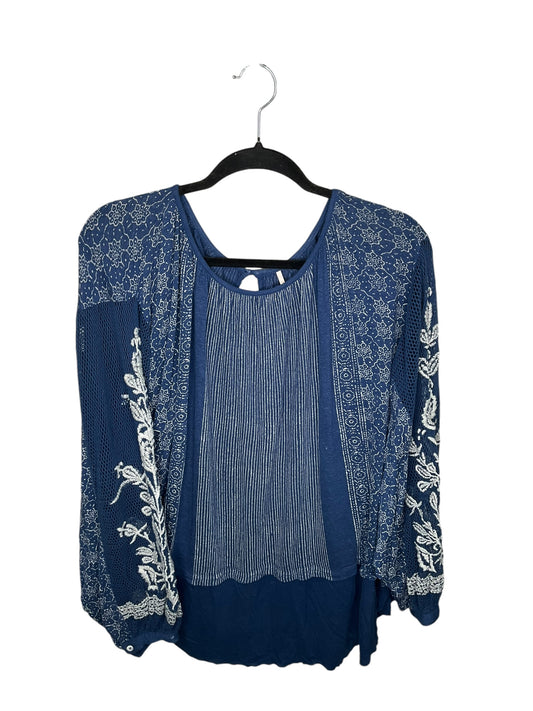 Top 3/4 Sleeve By Free People In Blue, Size: L