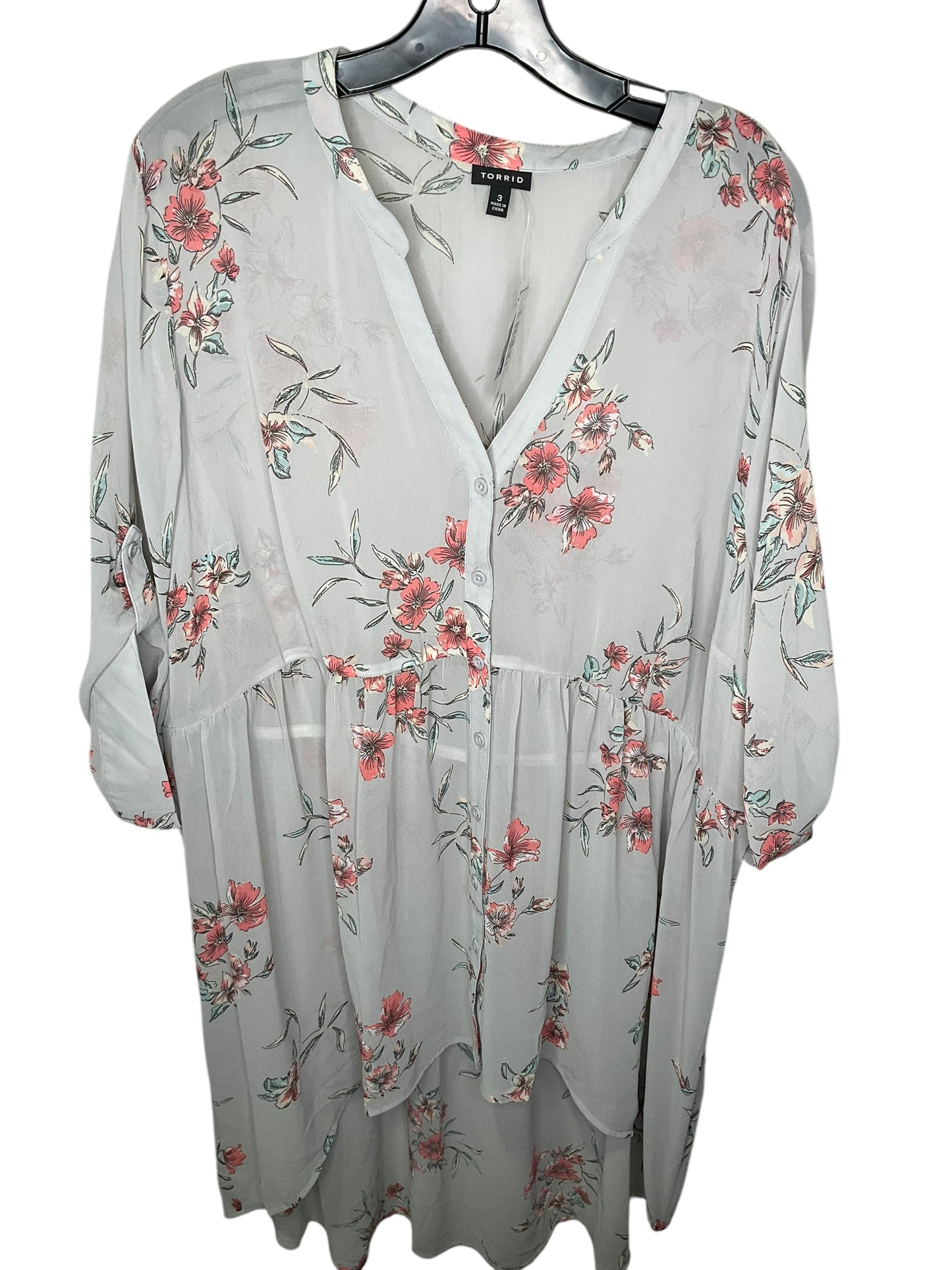 Tunic Short Sleeve By Torrid In Floral Print, Size: 3x