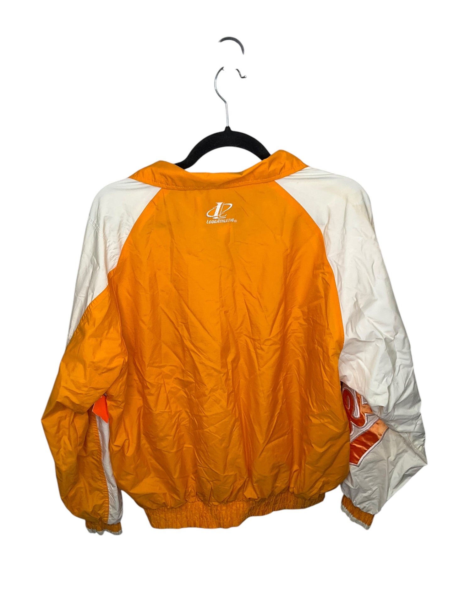 Jacket Windbreaker By Logo In Orange & White, Size: L