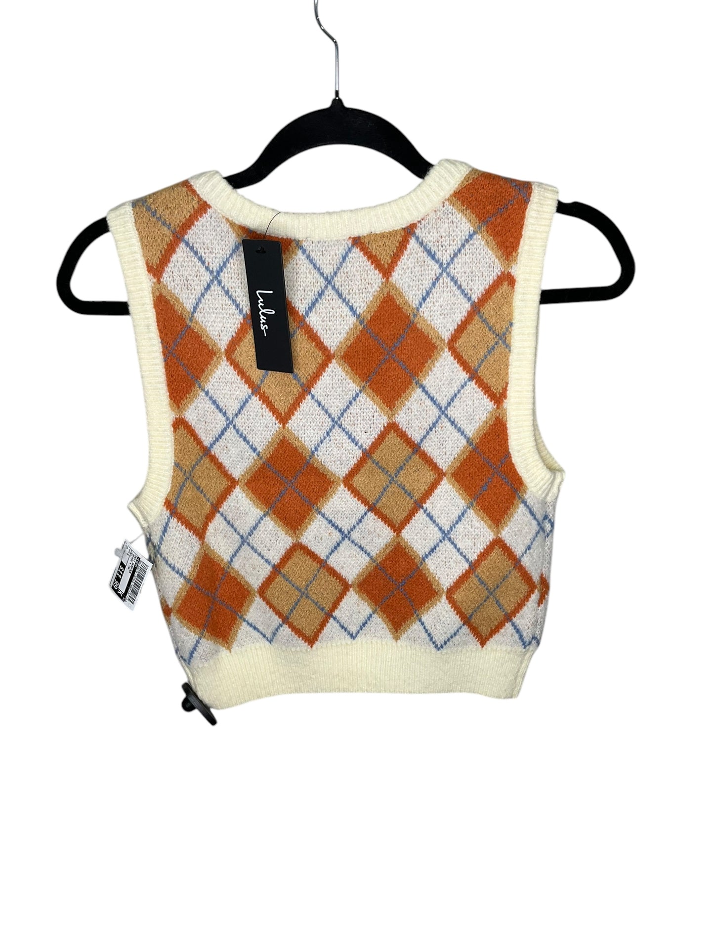 Vest Sweater By Lulus In Orange & Tan, Size: S