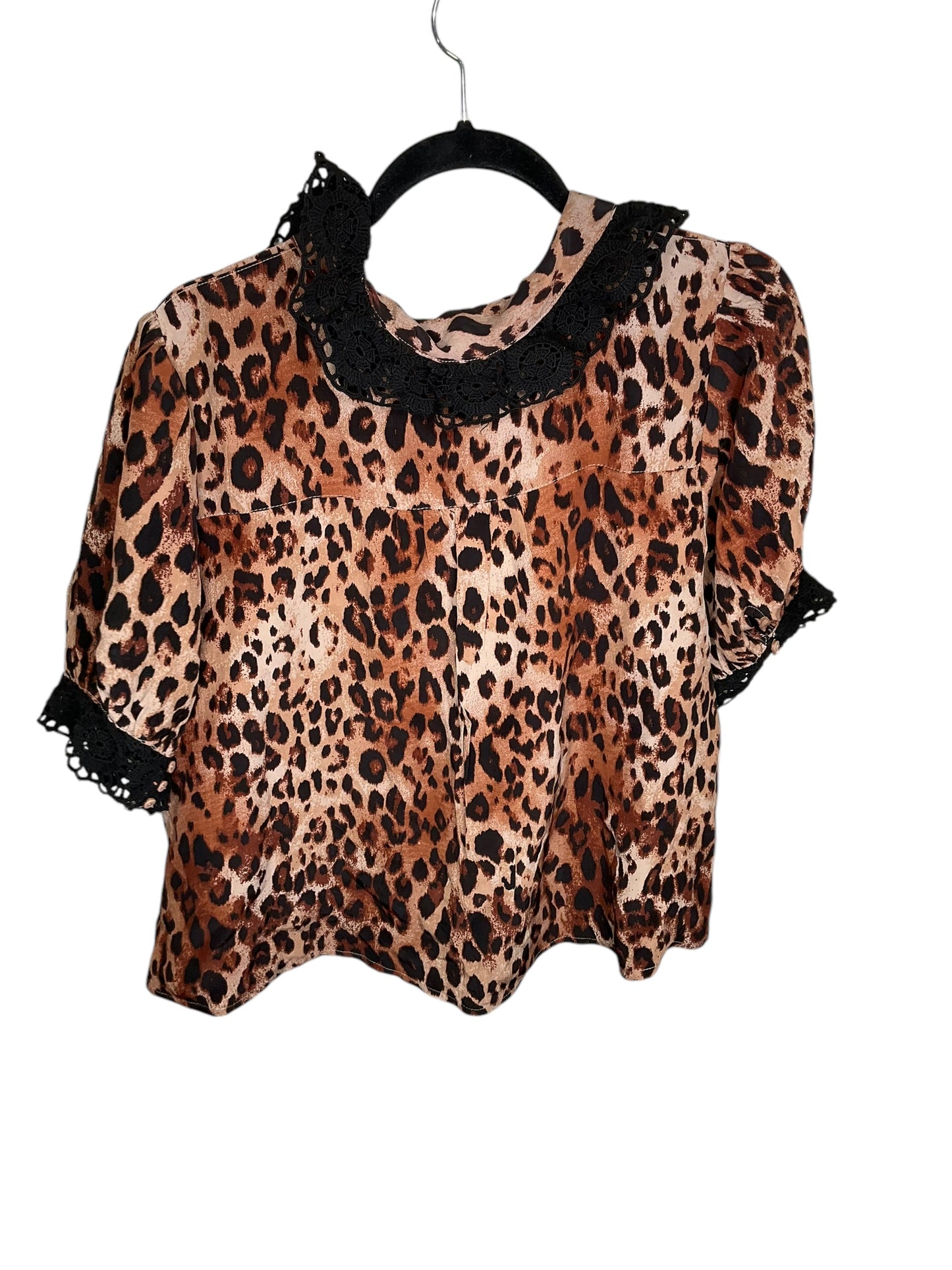 Top Short Sleeve By Free People In Animal Print, Size: L