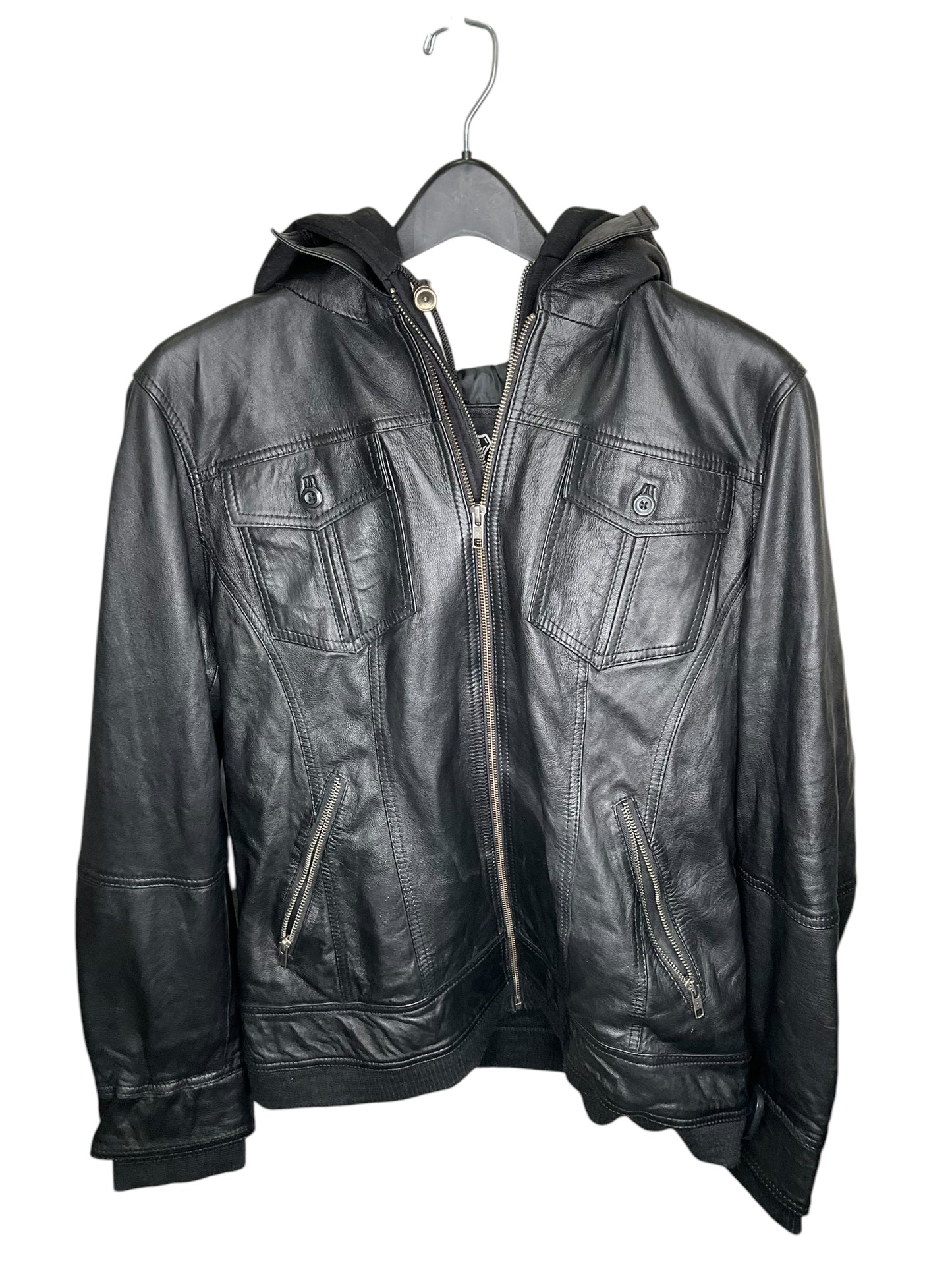 Jacket Leather By Clothes Mentor In Black, Size: 3x