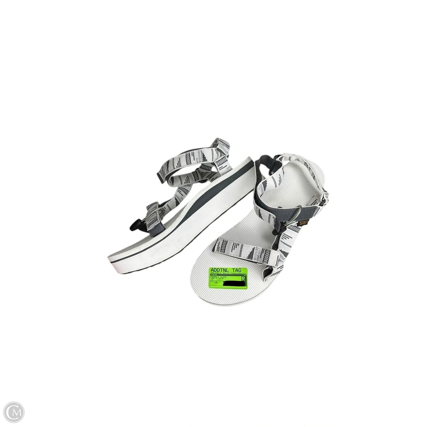 Sandals Flats By Teva In Grey & White, Size: 10
