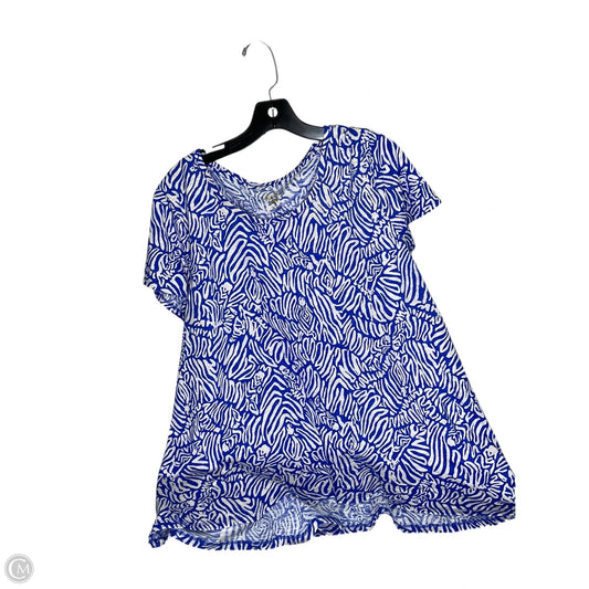 Top Short Sleeve Designer By Lilly Pulitzer In Blue, Size: Xxl