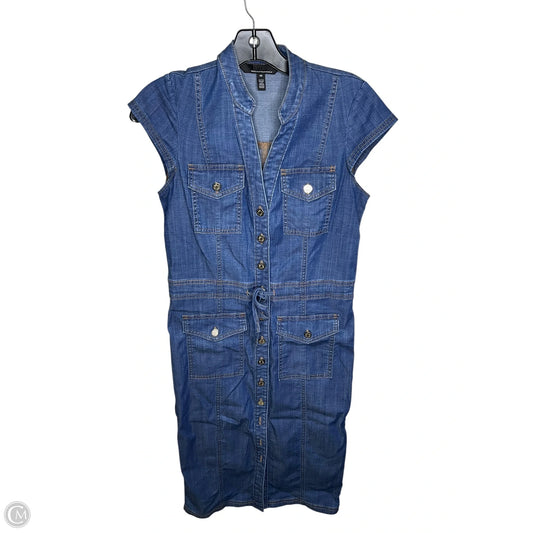 Dress Casual Midi By White House Black Market In Blue Denim, Size: Xs
