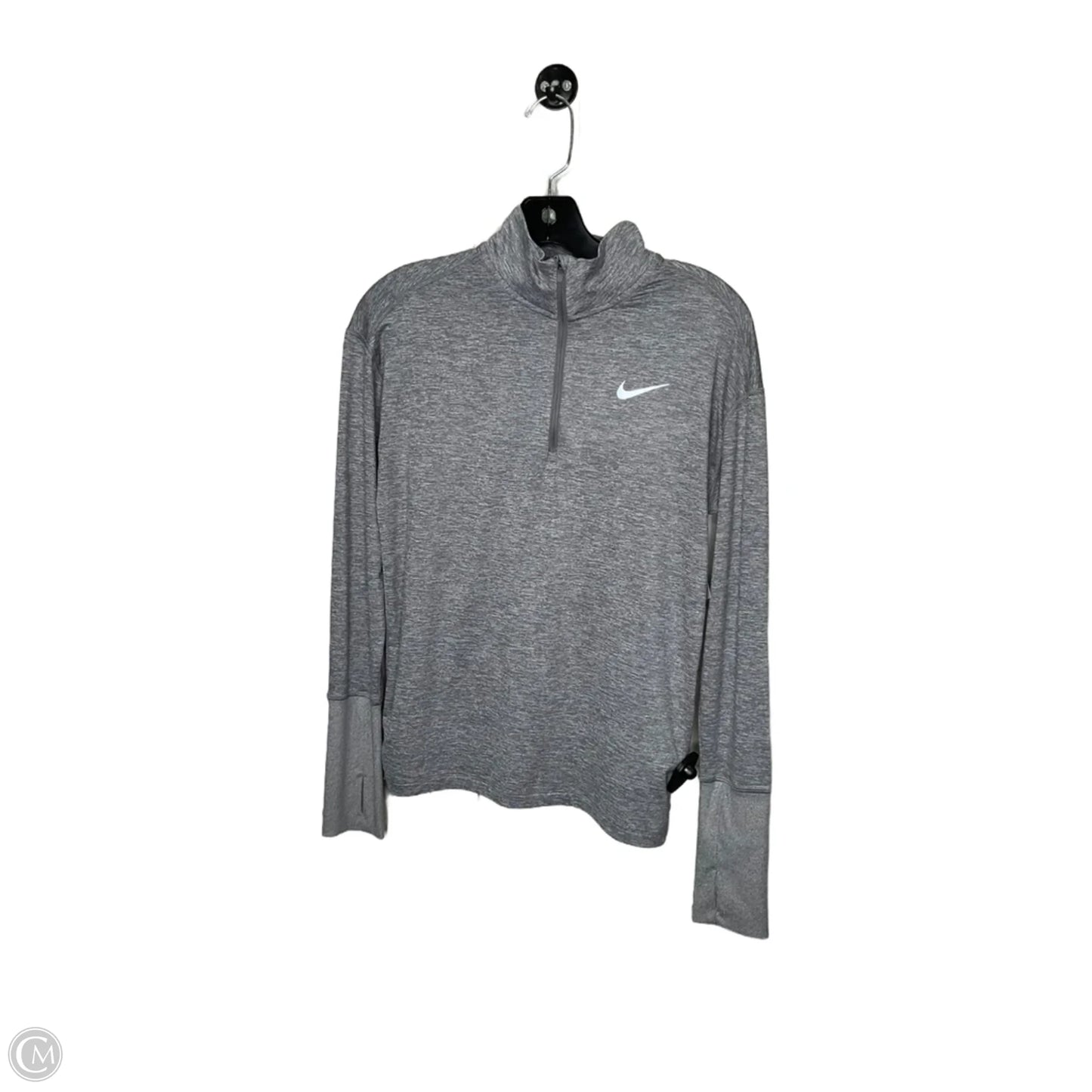 Athletic Top Long Sleeve Collar By Nike In Grey, Size: Xs