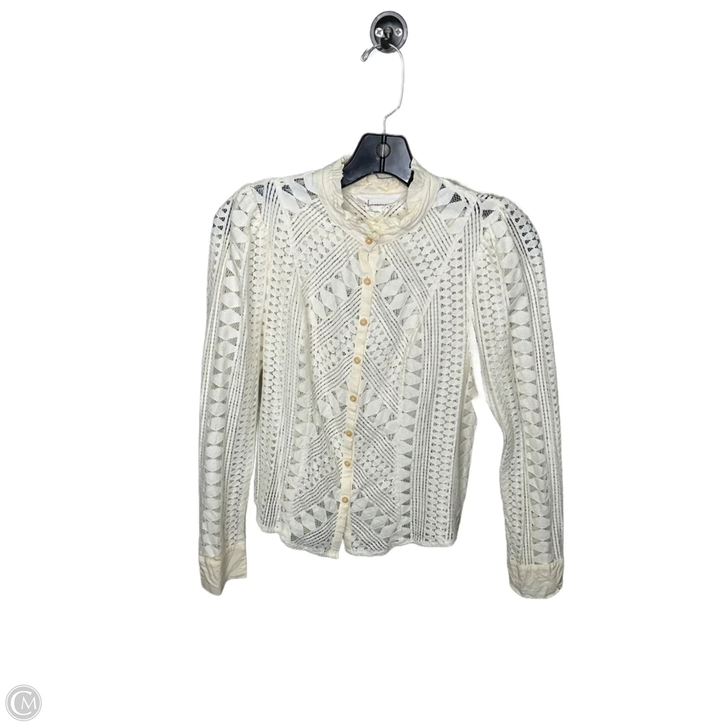 Top Long Sleeve By Anthropologie In Cream, Size: S