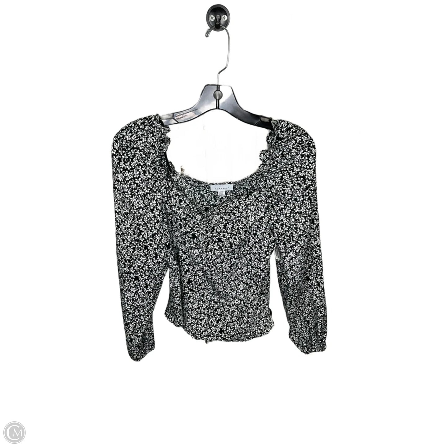 Top Long Sleeve By Topshop In Black & White, Size: S