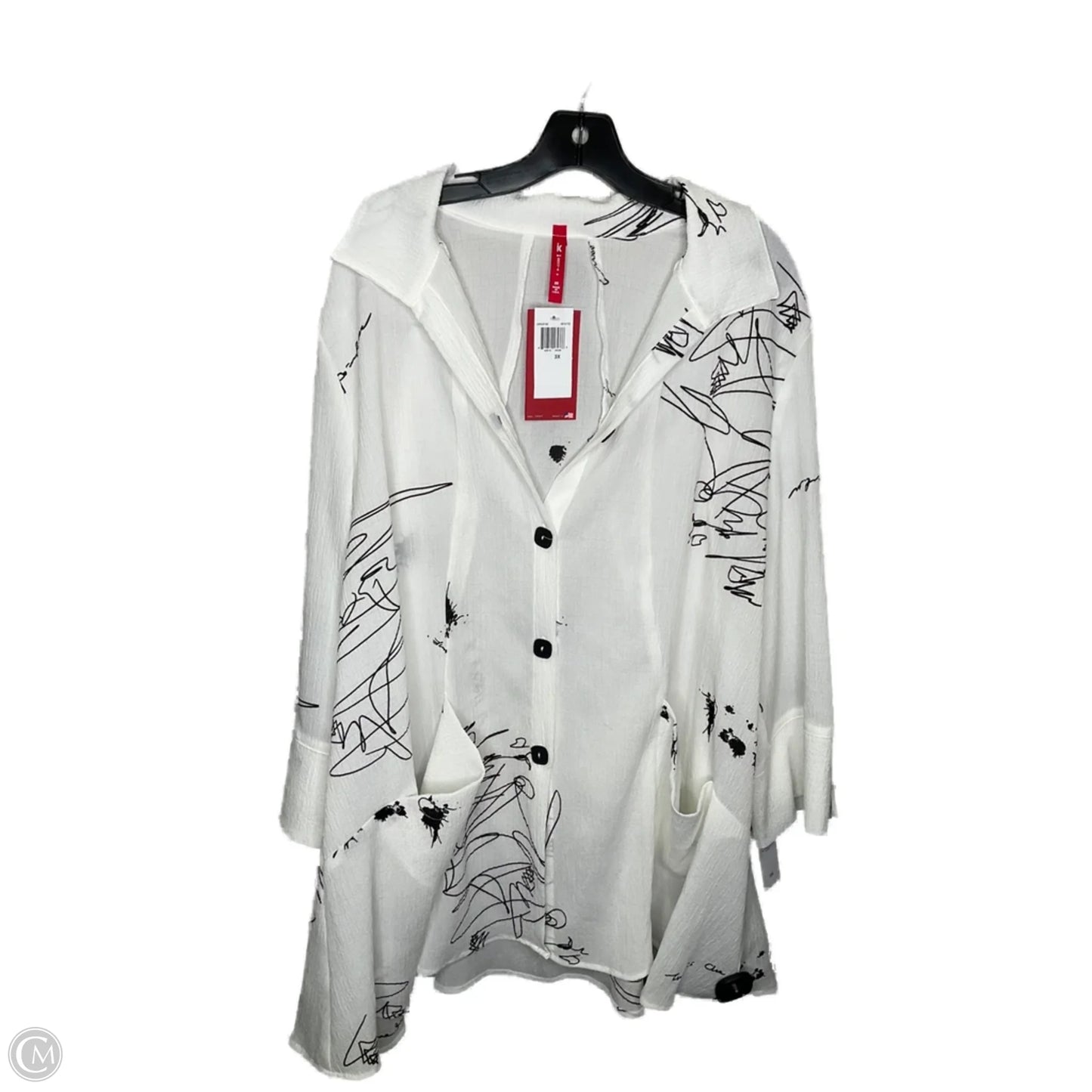 Top 3/4 Sleeve By Ic By Connie K In White, Size: 3x