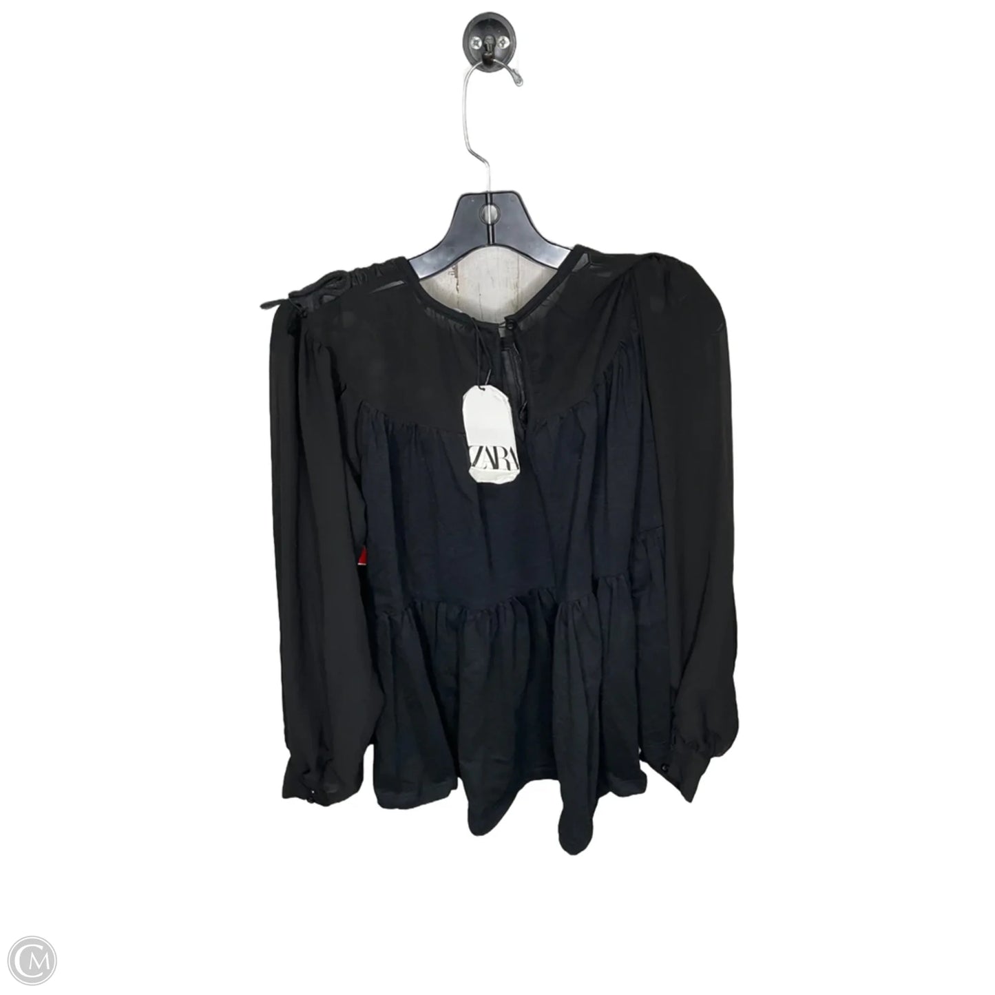Top Long Sleeve By Zara In Black, Size: S