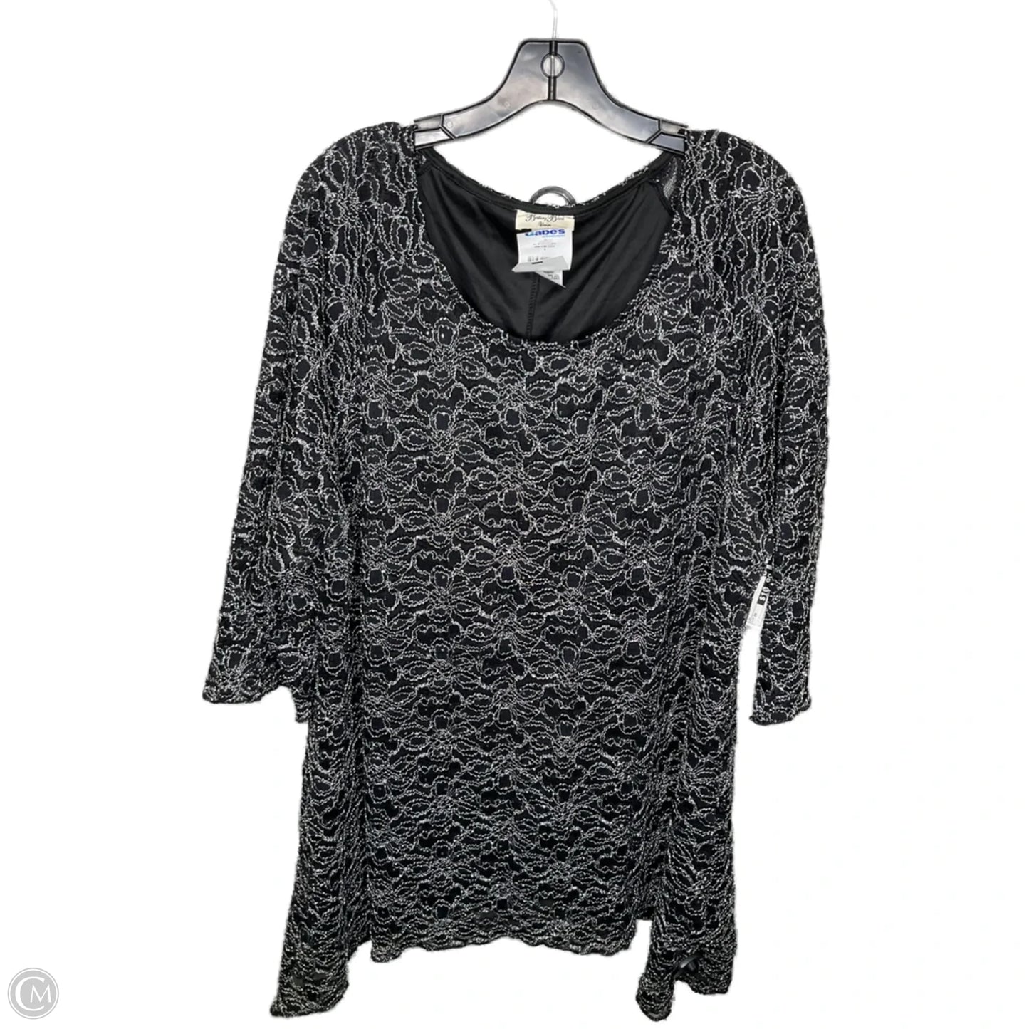 Top 3/4 Sleeve By Brittany Black In Black, Size: 3x