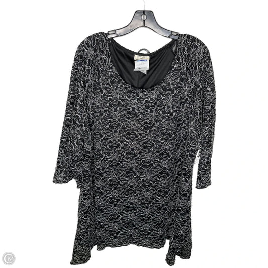 Top 3/4 Sleeve By Brittany Black In Black, Size: 3x