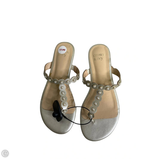 Sandals Flip Flops By Crown And Ivy In Gold, Size: 7