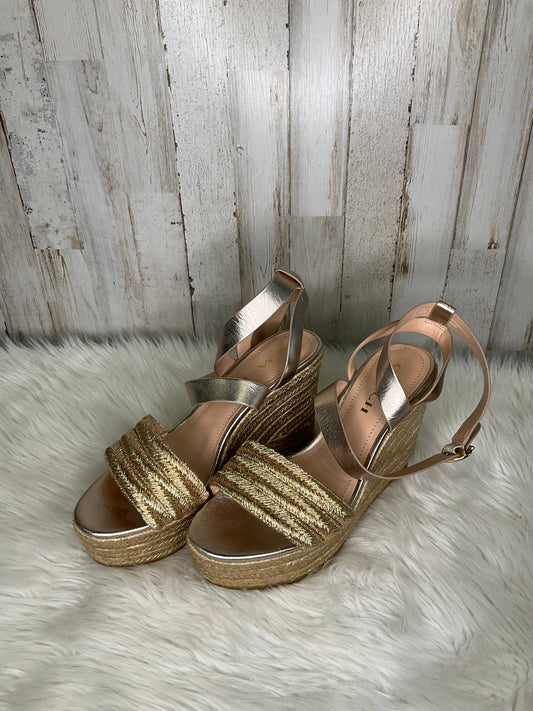 Gold Sandals Heels Wedge Coach, Size 8.5