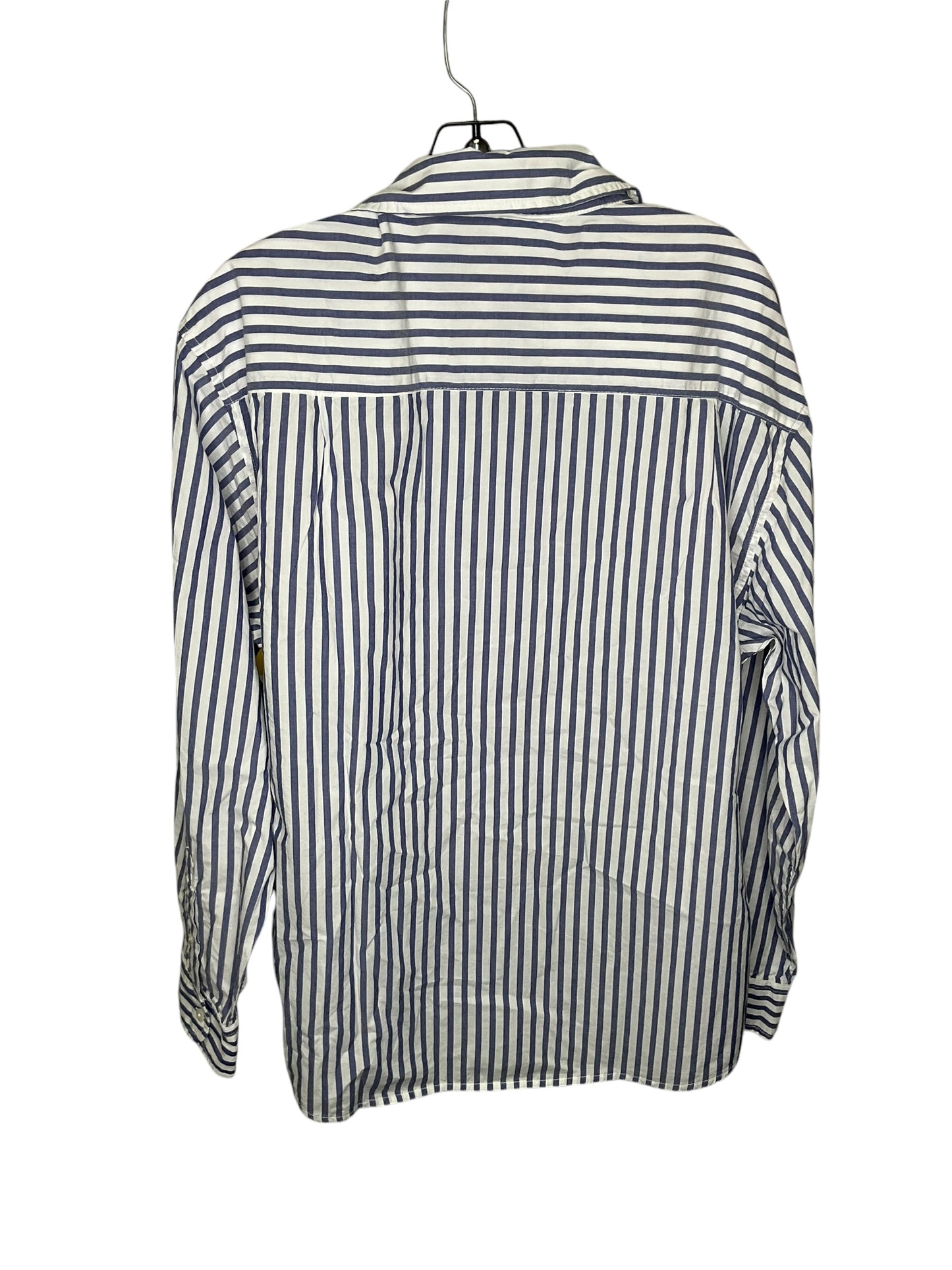 Top Long Sleeve By American Eagle In Blue & White, Size: M