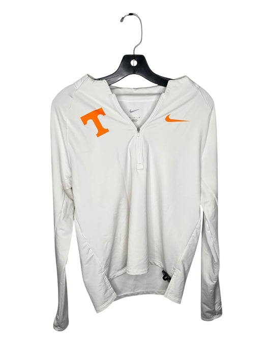 Athletic Top Long Sleeve Collar By Nike In White, Size: M