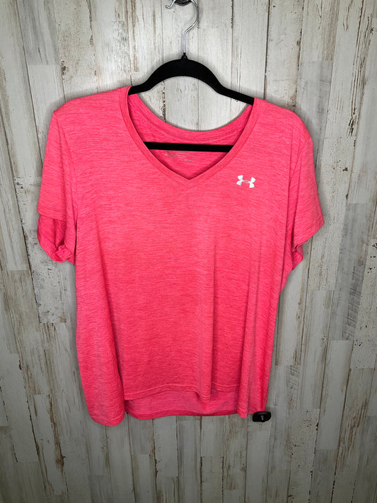 Pink Athletic Top Short Sleeve Under Armour, Size Xxl