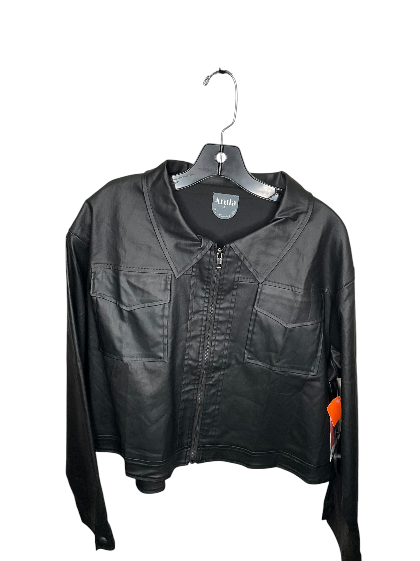 Jacket Leather By Clothes Mentor In Black, Size: 1x