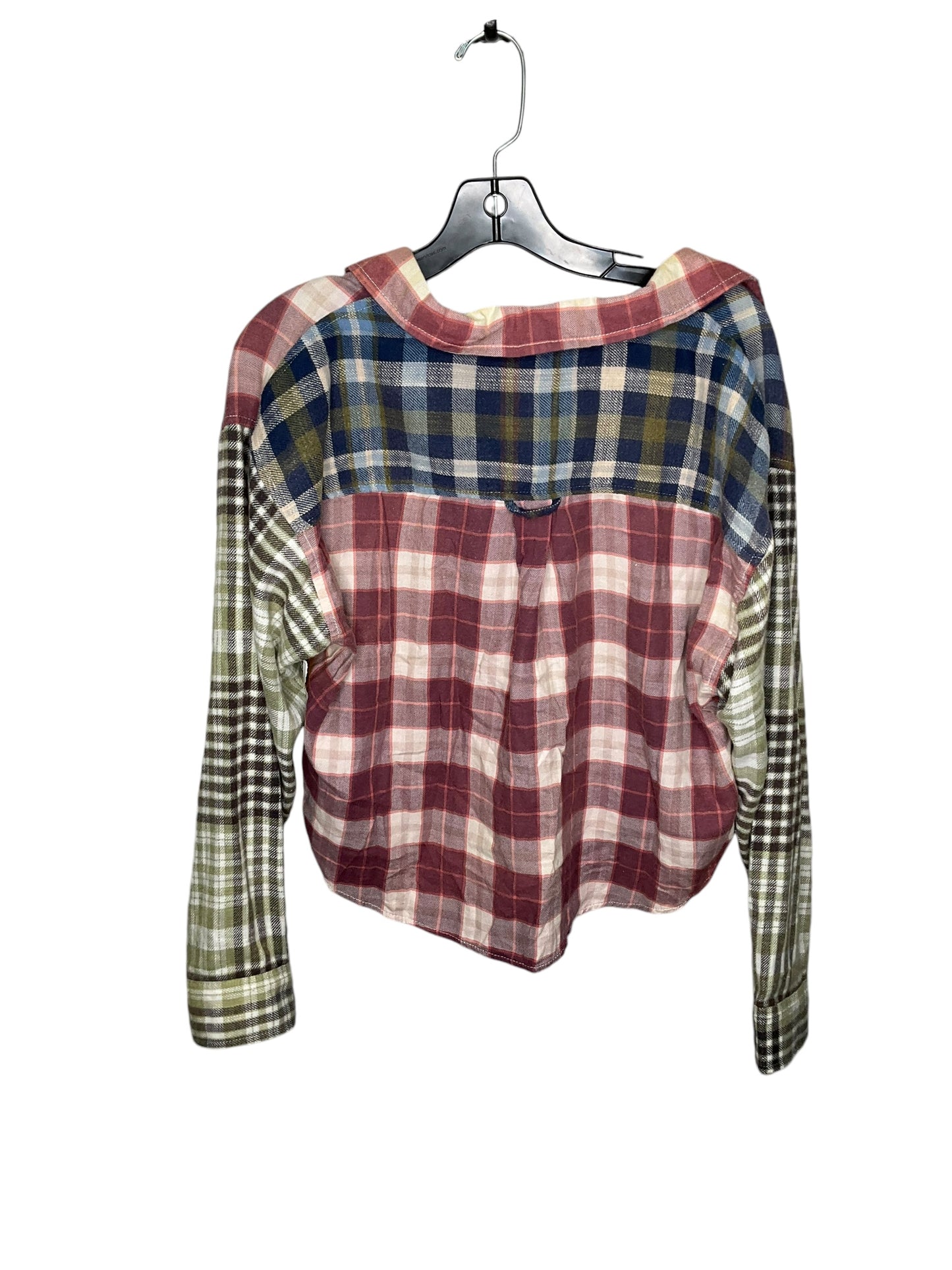 Top Long Sleeve By American Eagle In Plaid Pattern, Size: M