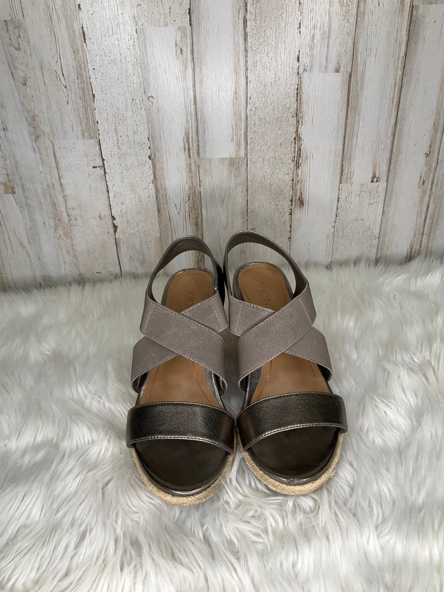 Silver Sandals Heels Wedge Vionic, Size 7