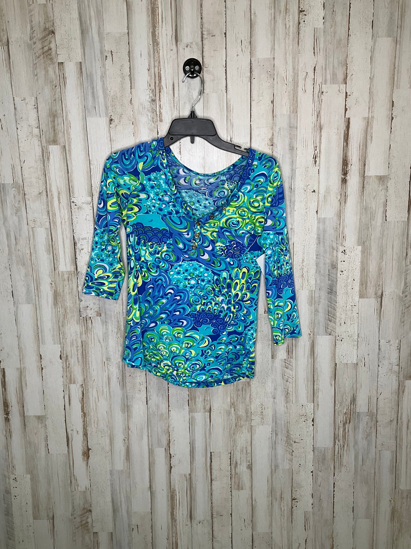 Blue & Green Top Long Sleeve Lilly Pulitzer, Size Xs