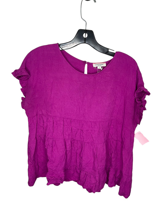 Top Short Sleeve By Andree By Unit In Purple, Size: L