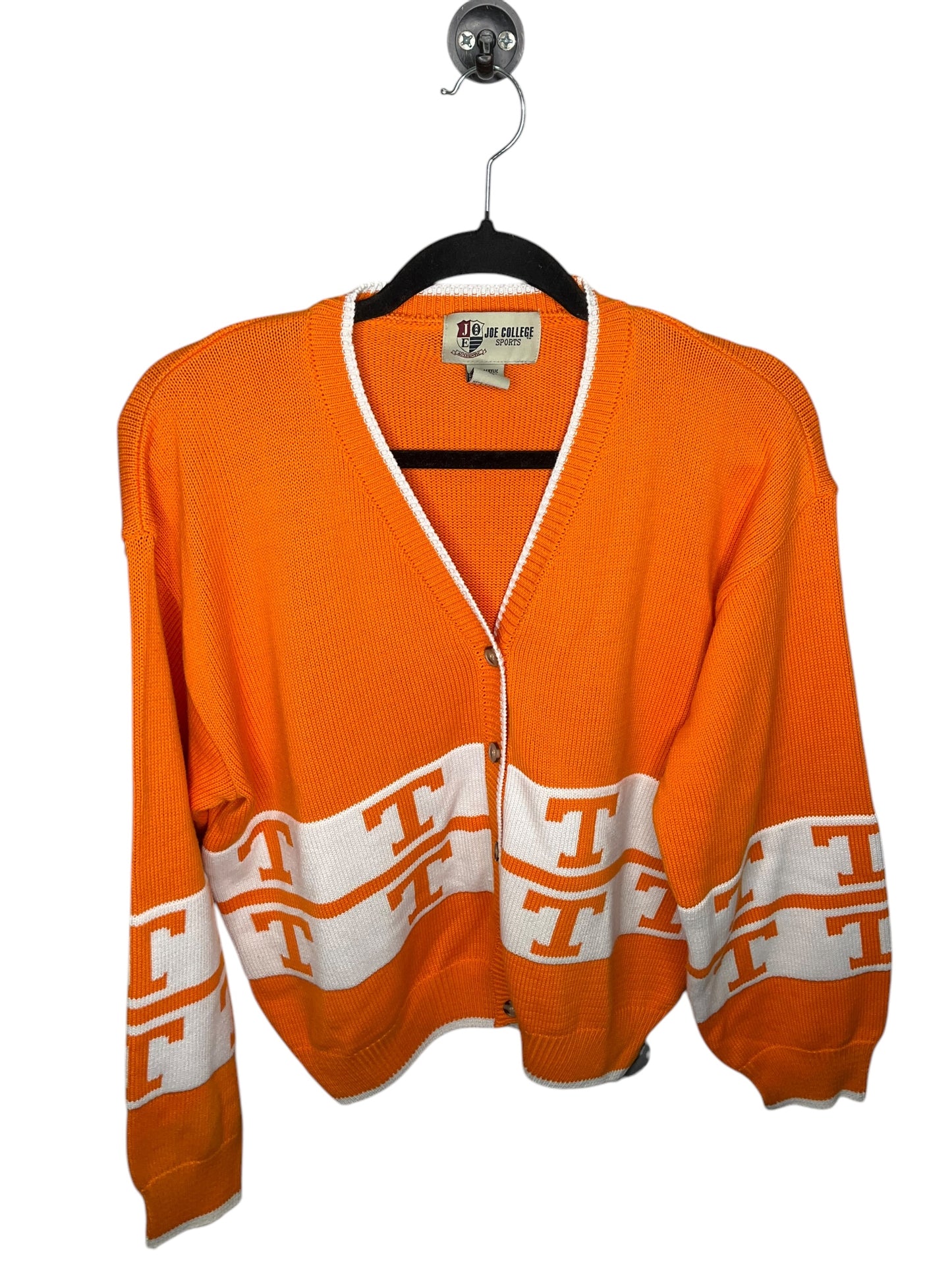 Cardigan By Clothes Mentor In Orange & White, Size: Xl