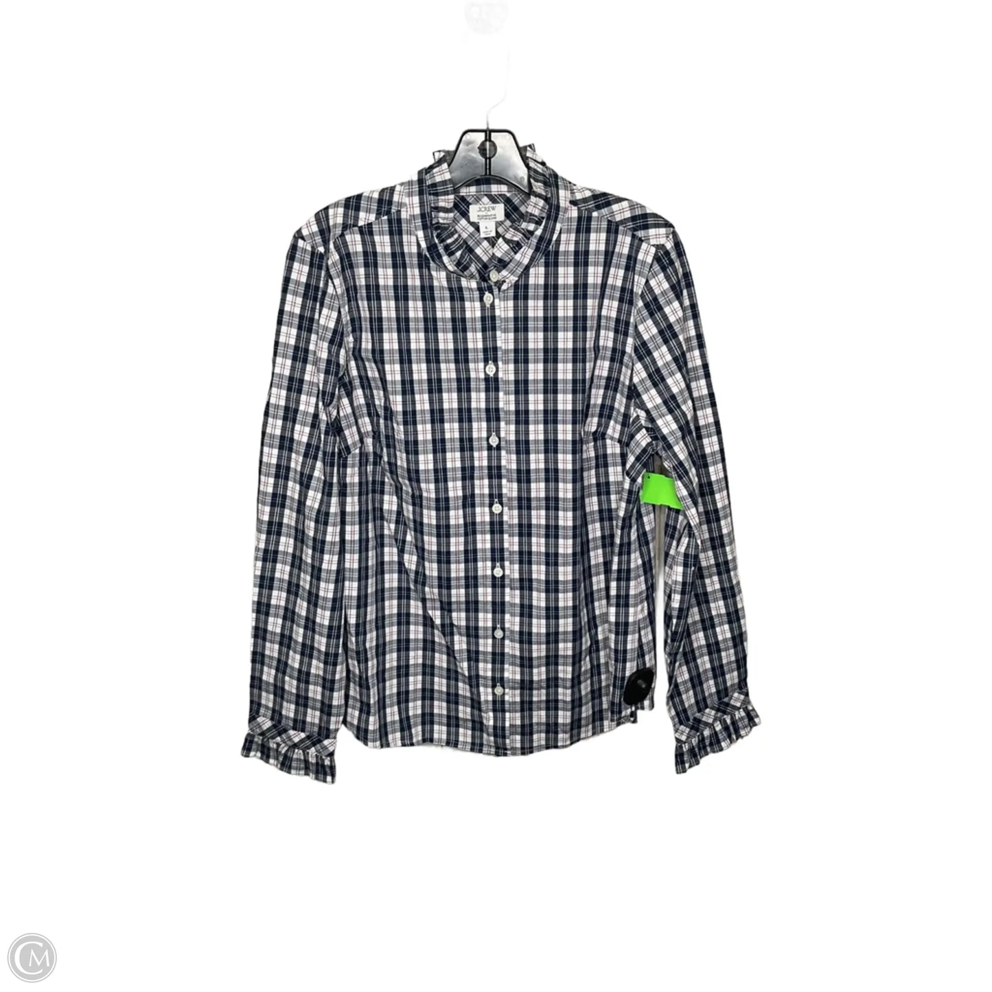 Top Long Sleeve By J. Crew In Plaid Pattern, Size: L