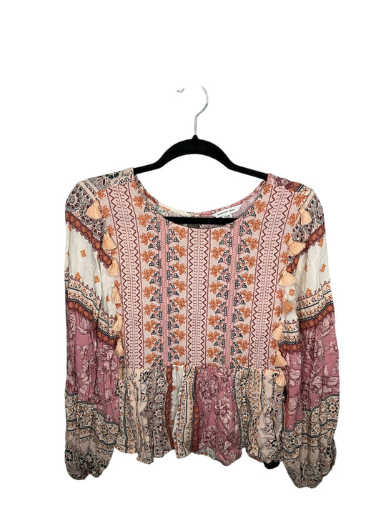 Top Long Sleeve By American Eagle In Multi-colored, Size: M