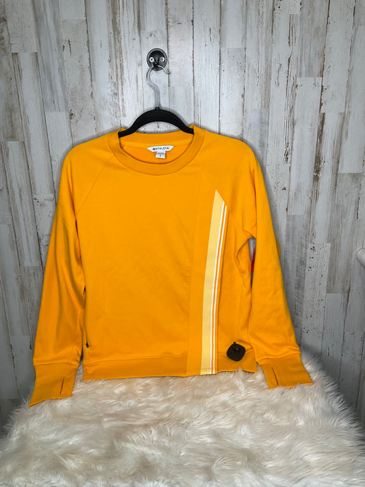 Top Long Sleeve By Athleta In Orange & White